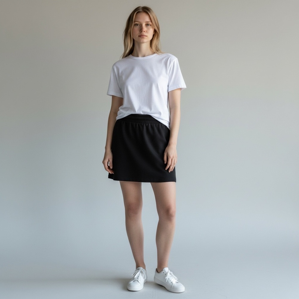 CALME By Johnny Was Skirt Size Large Terry Commuter Short Black Athleisure